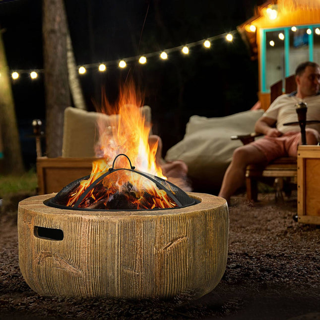 Steel Fire Pit Bowl with lid & poker for garden camping