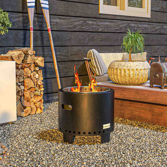 Smokeless fire bowl, Ø45 Cm, metal hearth for garden/camping