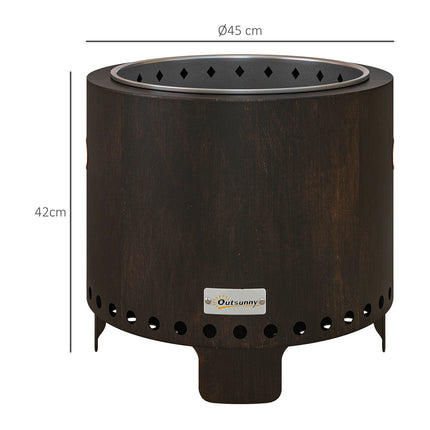 Smokeless fire bowl, Ø45 Cm, metal hearth for garden/camping