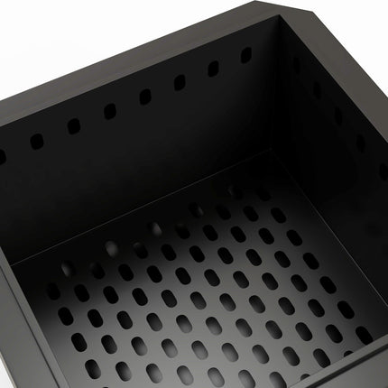 Smokeless square fireplace, black metal, with poker tool