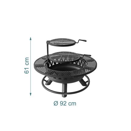 Fire Bowl with 2 Adjustable Swivel Grates