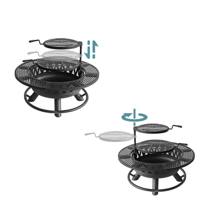 Fire Bowl with 2 Adjustable Swivel Grates