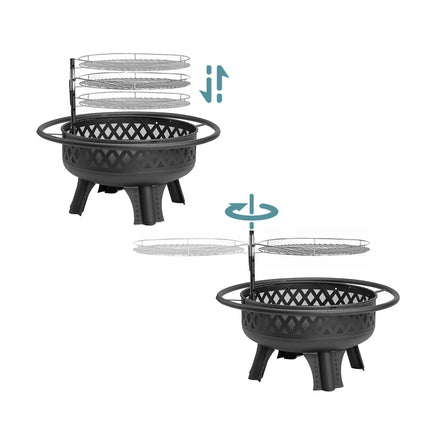 Fire Bowl with 360 Swivel Grill & Lid