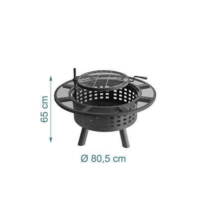 Fire Bowl with 360 Swivel Grill & Lid