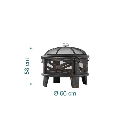 Fire Bowl with Grill and Spark Guard for Garden