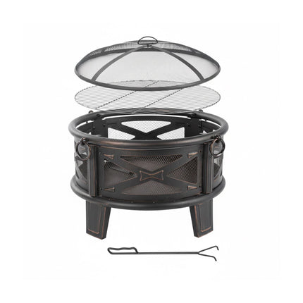Fire Bowl with Grill and Spark Guard for Garden