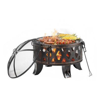 Fire Bowl with Grill and Spark Guard for Garden Use
