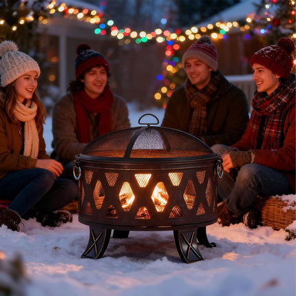 Fire Bowl with Grill and Spark Guard for Garden Use