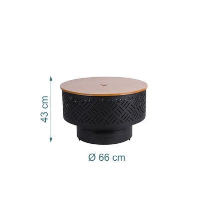 Fire Bowl with Lid & Grill – Black, Garden Use