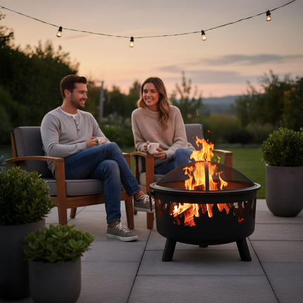 Fire Bowl with Spark Guard – Powder-Coated Steel