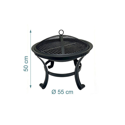 Fire Bowl with Spark Guard and Grill Rack