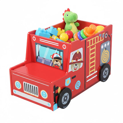 Fire Engine Toy Box with Secret Compartment