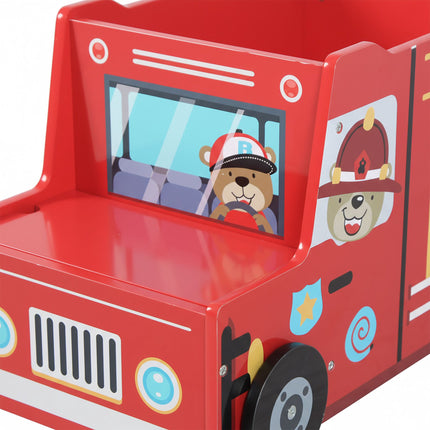 Fire Engine Toy Box with Secret Compartment