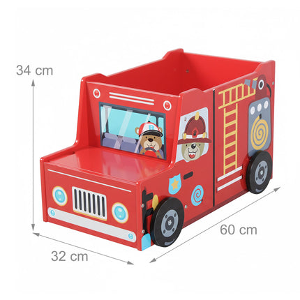 Fire Engine Toy Box with Secret Compartment