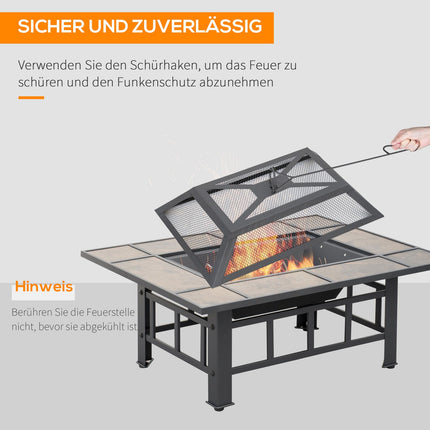 Fire pit in steel with spark protection & lid - 92x71x51 cm