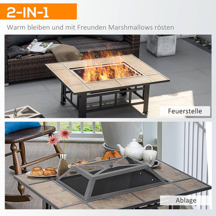Fire pit in steel with spark protection & lid - 92x71x51 cm