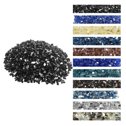 Fire Pit Glass, Black Reflective 20 lb 1/2-Inch Rocks