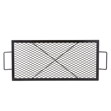 Fire Pit Grill Grate, 32 x 15 In Steel, Handle