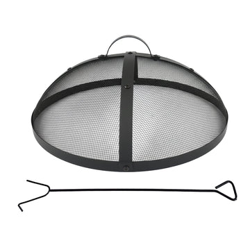 Fire Pit Spark Guard, Round Metal Mesh Cover, 50 cm