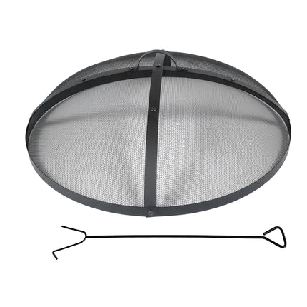 Fire Pit Spark Guard, Round Metal Mesh, Includes Poker, 70 cm