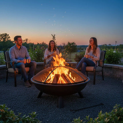 Fire Pit Spark Guard, Round Metal Mesh, Size 100 cm