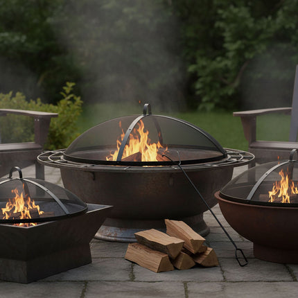 Fire Pit Spark Guard, Round Metal Mesh, Size 100 cm