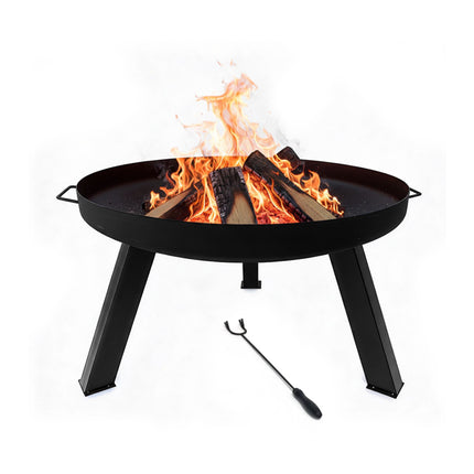 Fire Pit with Poker, Steel Bowl for Outdoor Use