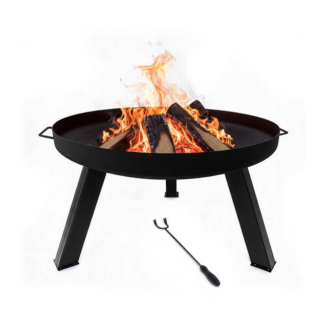 Fire Pit with Poker, Steel Bowl for Outdoor Use