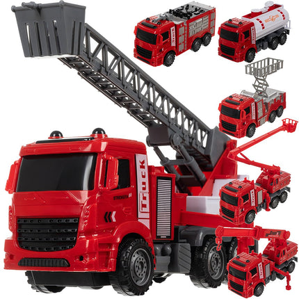 Fire Truck Toy Set for Kids, 6-Piece Rescue Vehicles