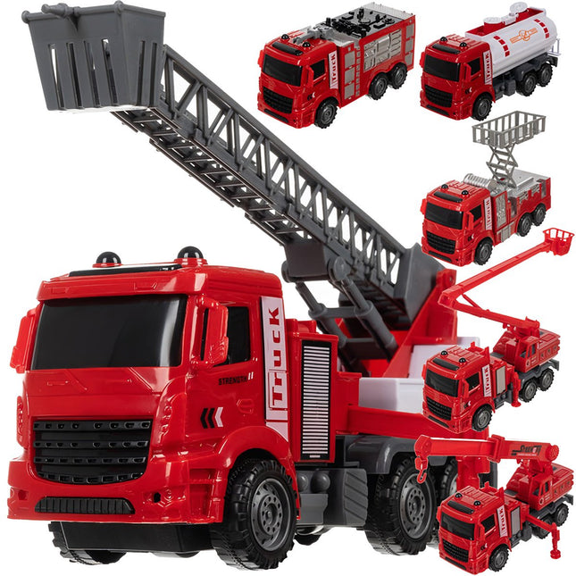Fire Truck Toy Set for Kids, 6-Piece Rescue Vehicles