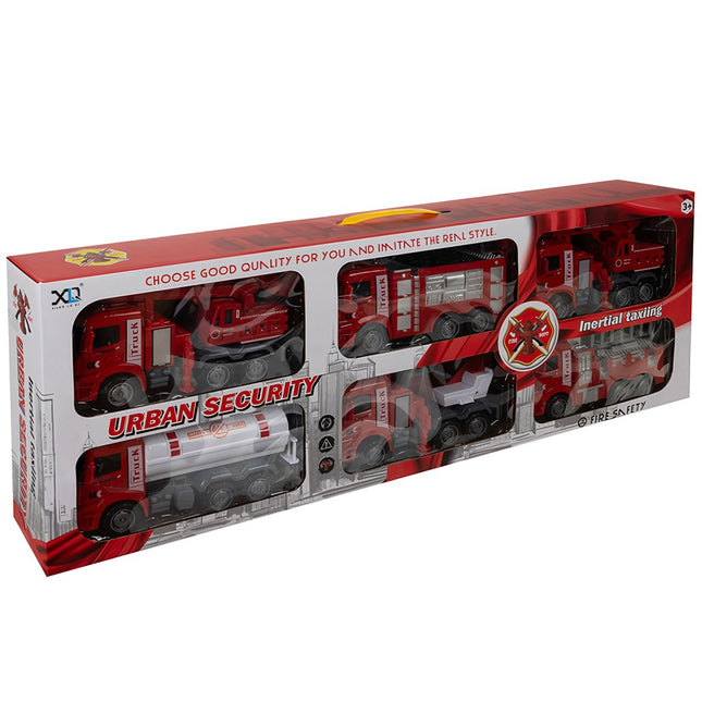 Fire Truck Toy Set for Kids, 6-Piece Rescue Vehicles