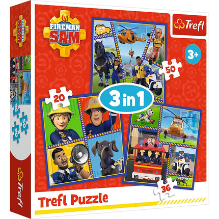 Fireman Sam 3-in-1 Puzzle Set for Kids, Fun Learning Activity