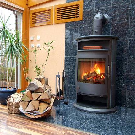 Fireplace 5 parts in grey/silver