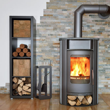 Fireplace 5 parts in grey/silver