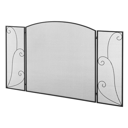 Fireplace Screen - Black Folding Metal Spark Guard