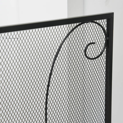 Fireplace Screen - Black Folding Metal Spark Guard