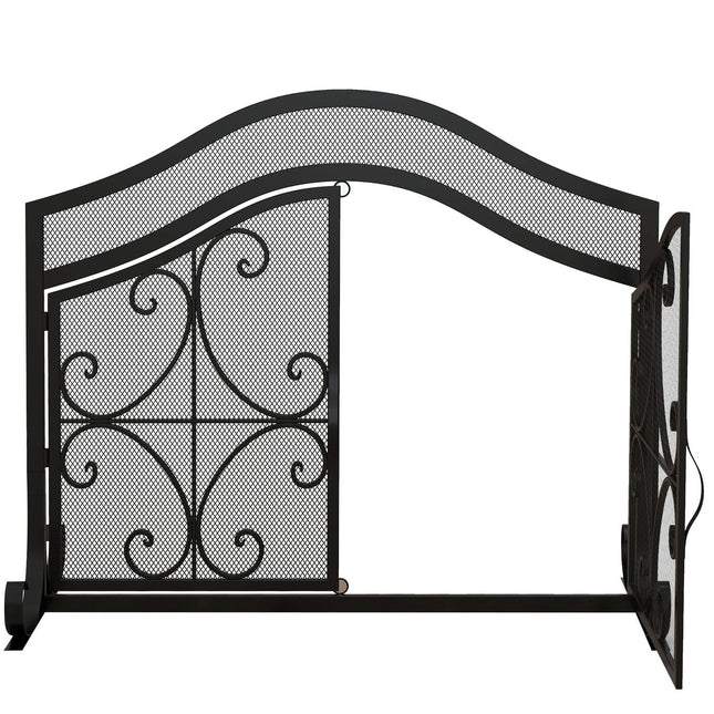 Fireplace guard & Gate - Magnetic steel, Black 105x80.5 cm