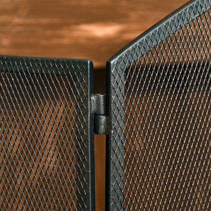 Fireplace Screen, Foldable Metal Spark Guard, Black, 110x24x76.5 cm