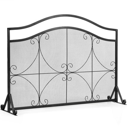 Fireplace Screen, Iron Mesh Guard, 112x32x83 cm, Black