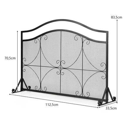 Fireplace Screen, Iron Mesh Guard, 112x32x83 cm, Black