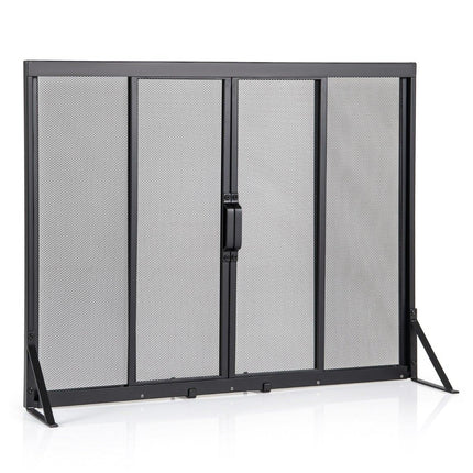 Fireplace Screen with Sliding Doors, 89 x 72 cm, Metal Mesh