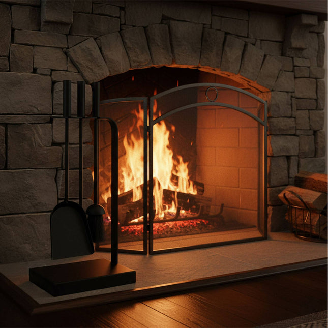 Fireplace Tool Set – 4-Piece Metal Accessories