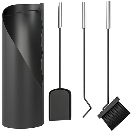 Fireplace Tool Set, 4-Piece, Metal, Black