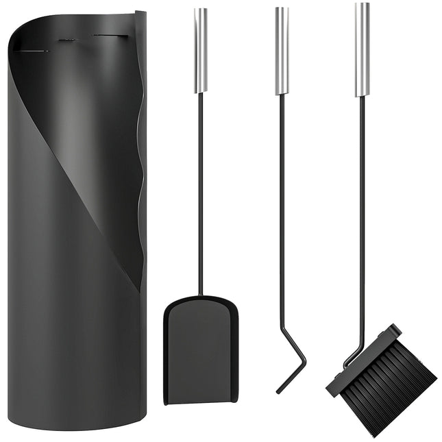 Fireplace Tool Set, 4-Piece, Metal, Black