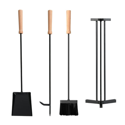 Fireplace Tool Set, 4-Piece Metal Kit with Stand