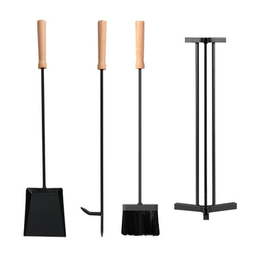 Fireplace Tool Set, 4-Piece Metal Kit with Stand