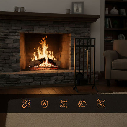 Fireplace Tool Set, 5-Piece Iron Accessories