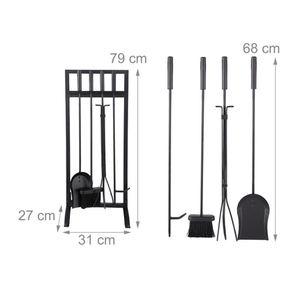 Fireplace Tool Set, 5-Piece Iron Accessories
