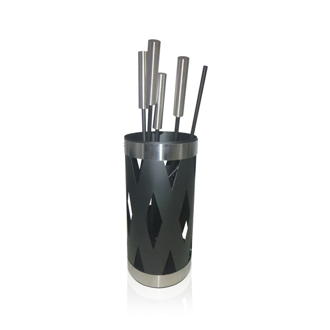 Fireplace Tool Set, 5-Piece Iron & Steel
