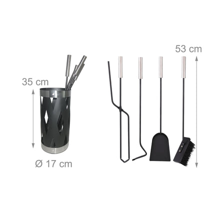 Fireplace Tool Set, 5-Piece Iron & Steel